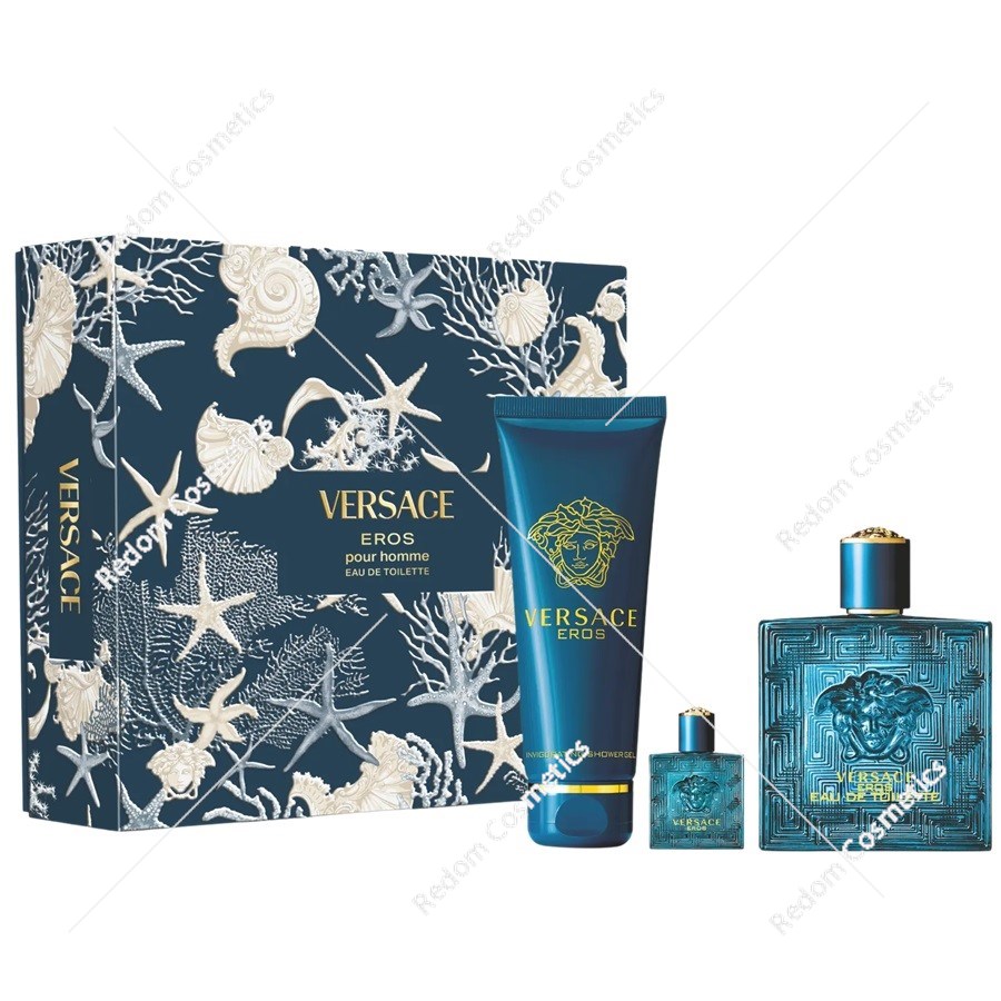 Versace Eros woda toaletowa dla mężczyzn 100 ml + woda toaletowa 5 ml + żel pod prysznic 150 ml