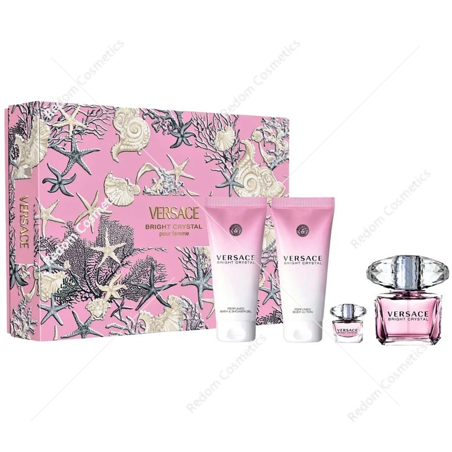 Versace Bright Crystal woda toaletowa dla kobiet 90 ml + woda toaletowa 5 ml + balsam do ciała 100 ml + żel pod prysznic 100 ml
