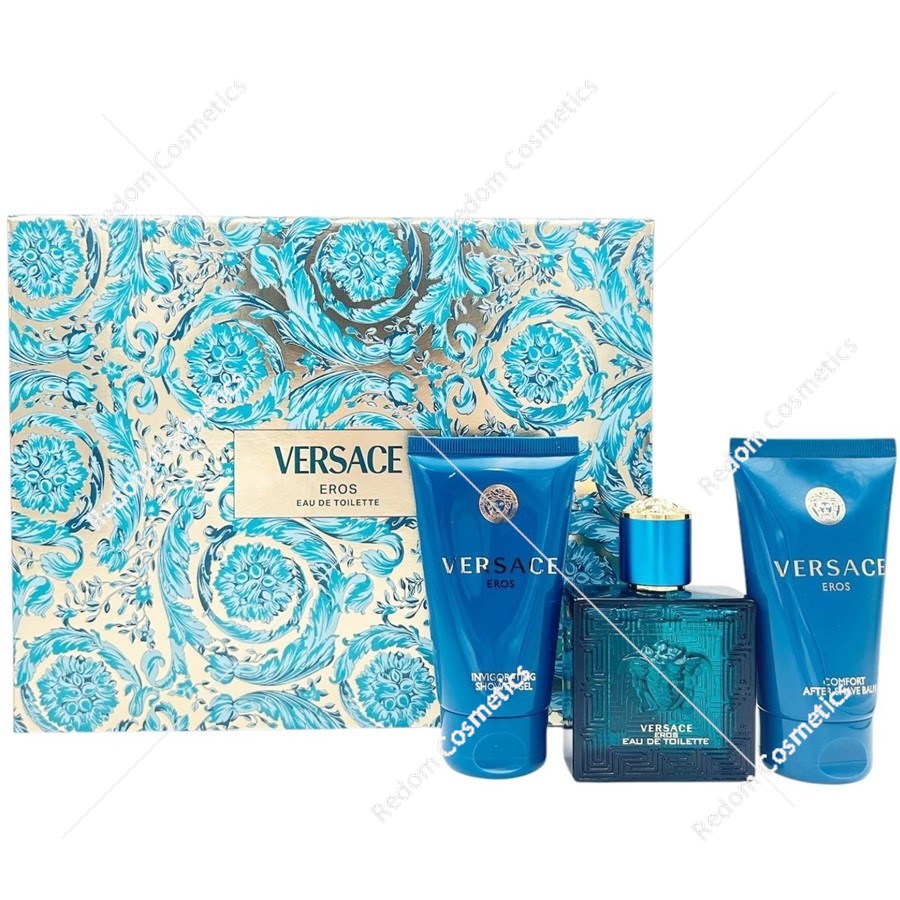Versace Eros woda toaletowa dla mężczyzn 50 ml + balsam po goleniu 50 ml + żel pod prysznic 50 ml