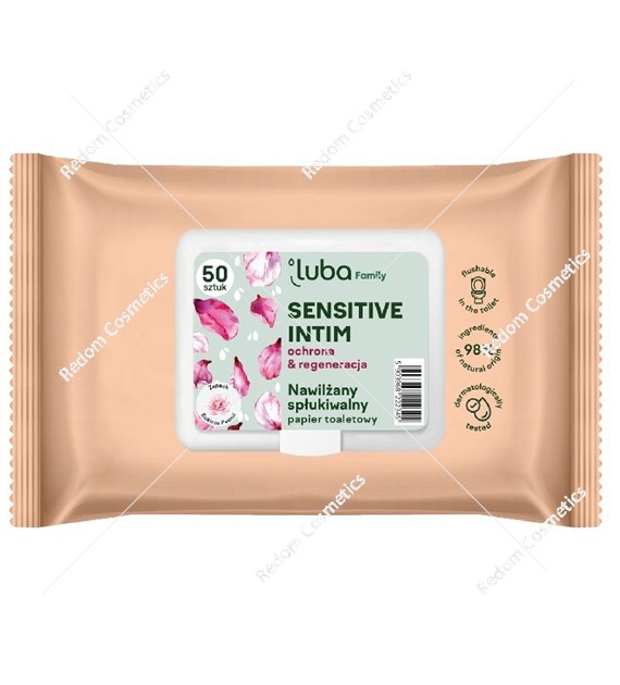 Luba Family nawilżany papier toaletowy Sensitive Intim 50 sztuk