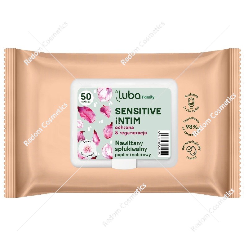 Luba Family nawilżany papier toaletowy Sensitive Intim 50 sztuk