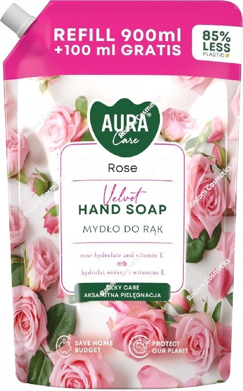BISPOL Aura Care mydło w płynie zapas 1L Róża