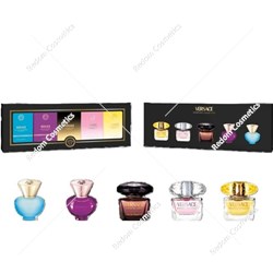 Versace Collection zestaw miniatur Dylan Purple edp 5ml + Dylan Turquoise edt 5ml + Bright Crystal edt 5ml + Yellow Diamond edt 5ml + Crystal Noir edt 5ml