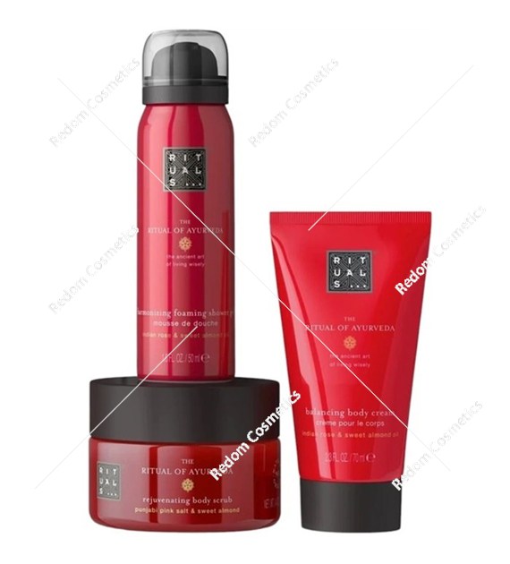 Rituals The Ritual Of Ayurveda Trial Set Pianka pod prysznic 50 ml + Krem do ciała 70 ml + Peeling do ciała 125 g