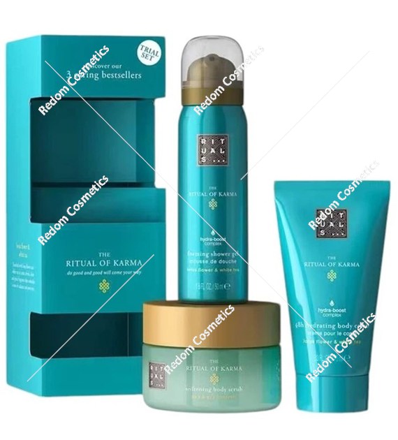 Zestaw Rituals The Ritual Of Karma Trial Set Żel pod prysznic 50 ml + Peeling do ciała 125 g + Krem do ciała 125 ml
