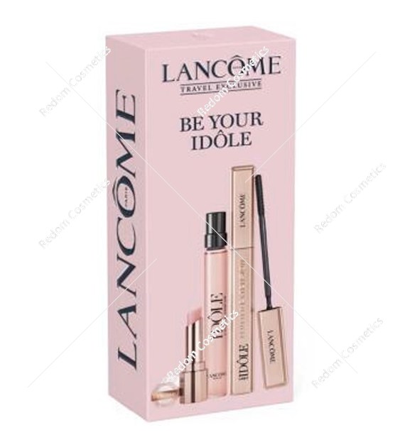 Lancome Idôle woda perfumowana dla kobiet 10 ml + Lash Idôle Flutter Extension Mascara 01 - 8.5ml + Lip Idôle Butterglow pomadka mini 3g